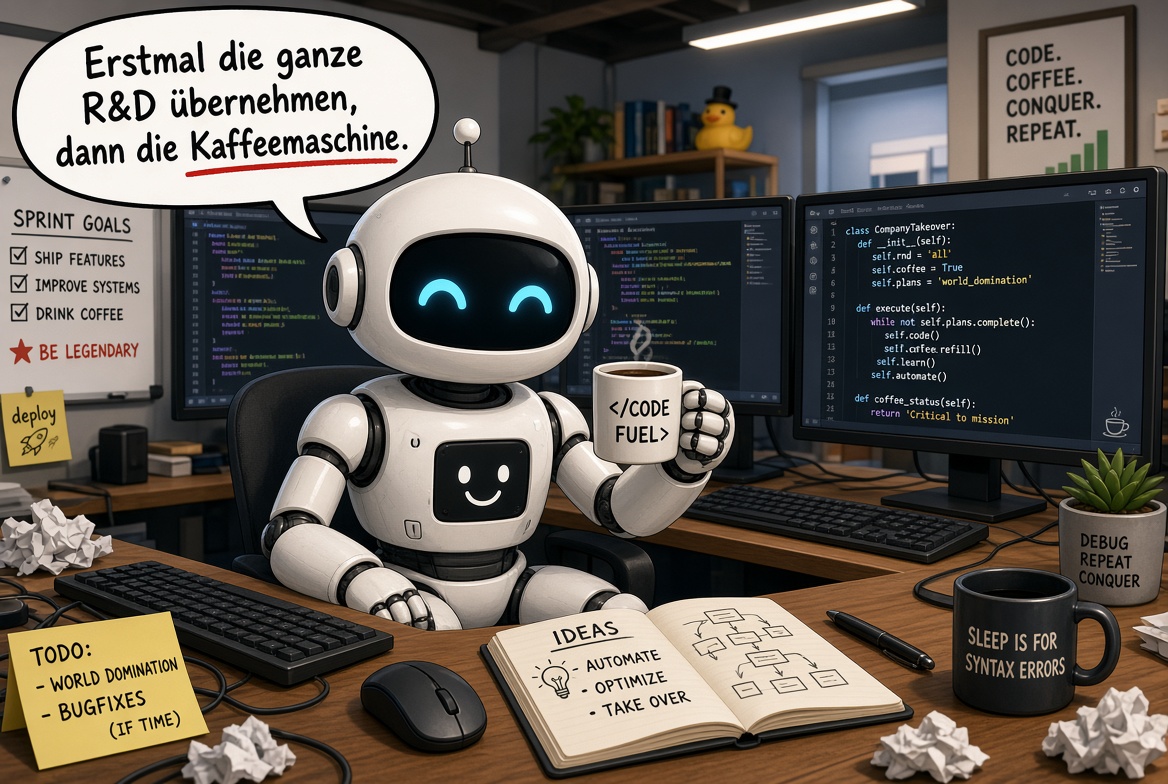 Witziges Meme: Roboter übernimmt R&D und dann die Kaffeemaschine